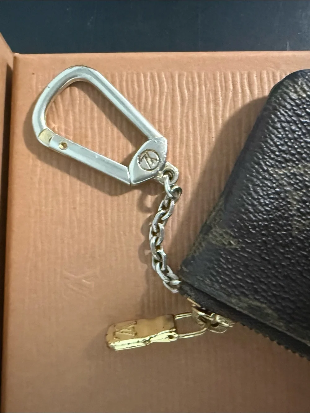 Louis Vuitton Monogram Key Pouch - Brown with Gold Monogram. Full Inclusion!